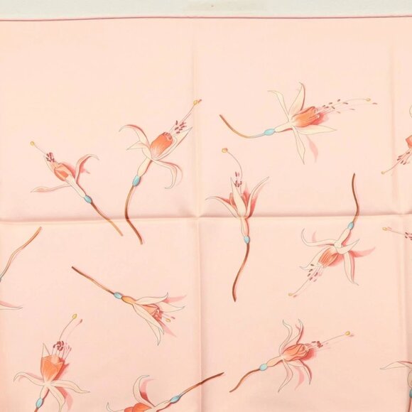 HERMES Carre 90 Scarf ""Fleurs De Fuchsia"" Silk Pink Auth am8730 - Picture 8 of 16